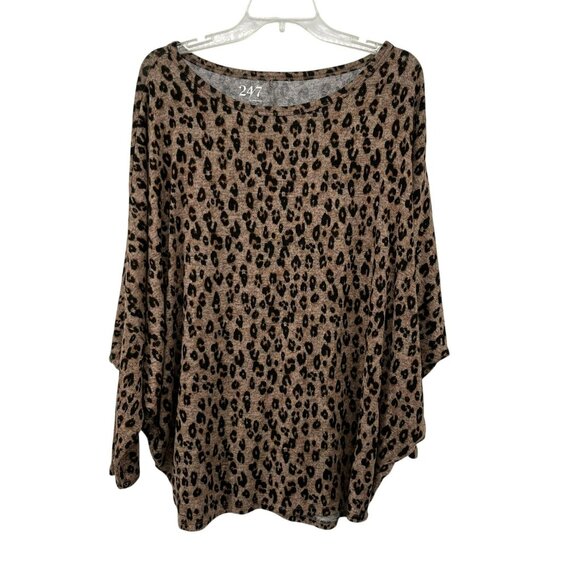 Maurices Tops - Maurices 24/7 Womens XL Animal Print Batwing Blouse Brown Black Used